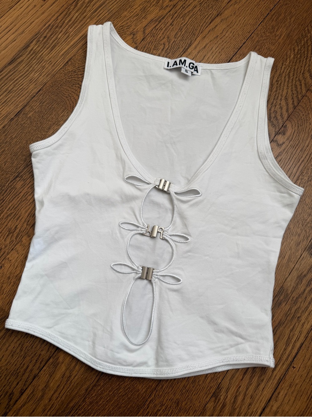 I.AM.GIA White Tank Top with Triple Loop Hardware